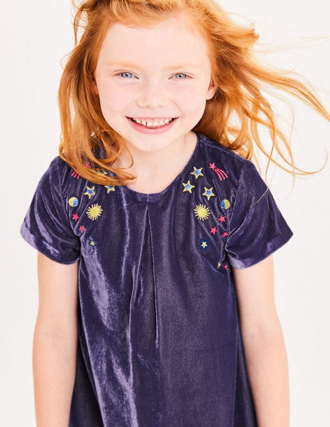 Velvet Space Embroidered Dress - Winter Purple Velvet Space Embroidered Dress - Winter Purple