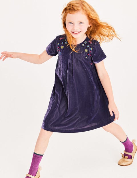 Velvet Space Embroidered Dress - Winter Purple Velvet Space Embroidered Dress - Winter Purple