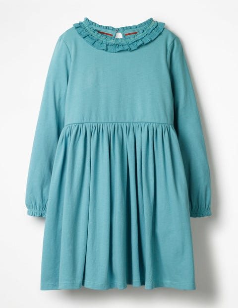 Supersoft Jersey Ruffle Dress - Aquamarine Blue Supersoft Jersey Ruffle Dress - Aquamarine Blue