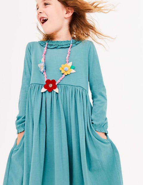 Supersoft Jersey Ruffle Dress - Aquamarine Blue Supersoft Jersey Ruffle Dress - Aquamarine Blue