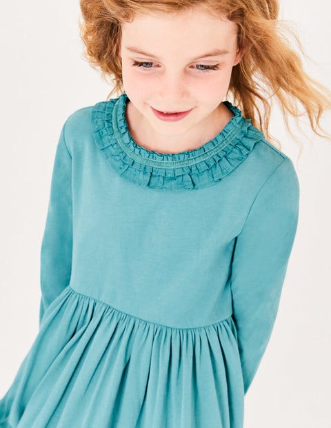 Supersoft Jersey Ruffle Dress - Aquamarine Blue Supersoft Jersey Ruffle Dress - Aquamarine Blue
