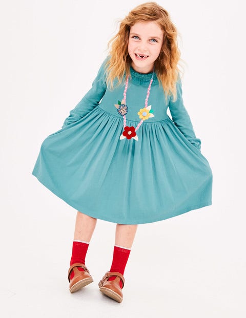 Supersoft Jersey Ruffle Dress - Aquamarine Blue Supersoft Jersey Ruffle Dress - Aquamarine Blue