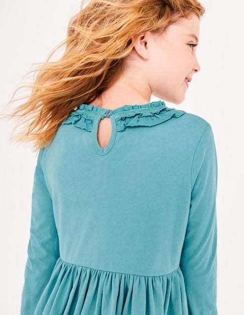 Supersoft Jersey Ruffle Dress - Aquamarine Blue Supersoft Jersey Ruffle Dress - Aquamarine Blue
