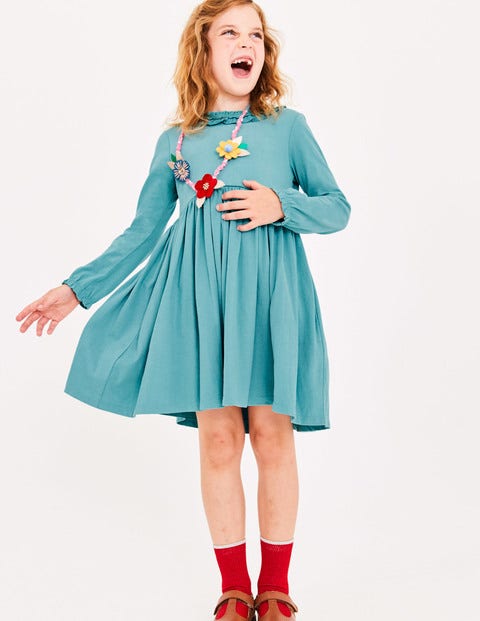 Supersoft Jersey Ruffle Dress - Aquamarine Blue Supersoft Jersey Ruffle Dress - Aquamarine Blue