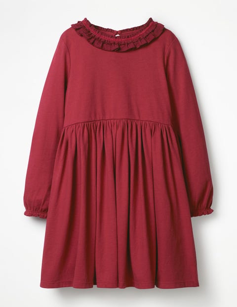 Supersoft Jersey Ruffle Dress - Bramble Red Supersoft Jersey Ruffle Dress - Bramble Red