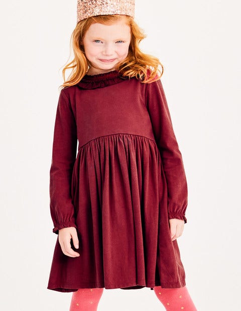 Supersoft Jersey Ruffle Dress - Bramble Red Supersoft Jersey Ruffle Dress - Bramble Red