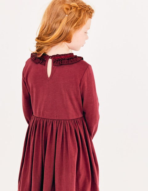Supersoft Jersey Ruffle Dress - Bramble Red Supersoft Jersey Ruffle Dress - Bramble Red
