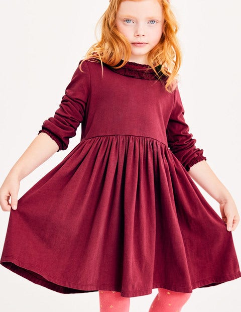 Supersoft Jersey Ruffle Dress - Bramble Red Supersoft Jersey Ruffle Dress - Bramble Red