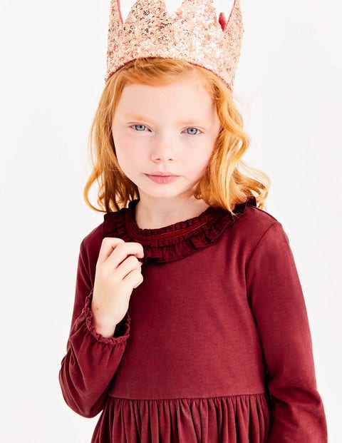 Supersoft Jersey Ruffle Dress - Bramble Red Supersoft Jersey Ruffle Dress - Bramble Red