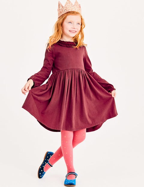 Supersoft Jersey Ruffle Dress - Bramble Red Supersoft Jersey Ruffle Dress - Bramble Red
