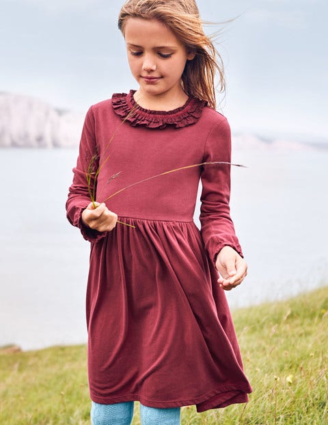 Supersoft Jersey Ruffle Dress - Bramble Red Supersoft Jersey Ruffle Dress - Bramble Red