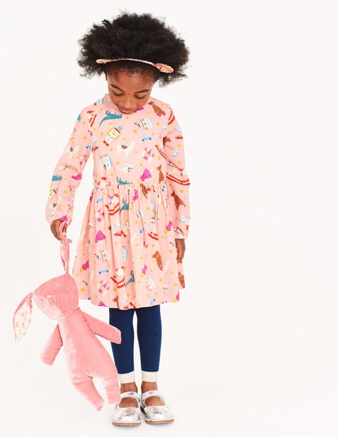 Printed Frill Neck Dress - Provence Dusty Pink Toy Box Printed Frill Neck Dress - Provence Dusty Pink Toy Box