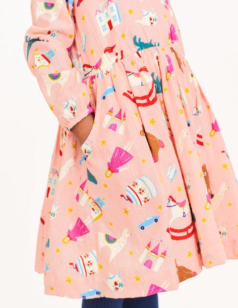 Printed Frill Neck Dress - Provence Dusty Pink Toy Box Printed Frill Neck Dress - Provence Dusty Pink Toy Box