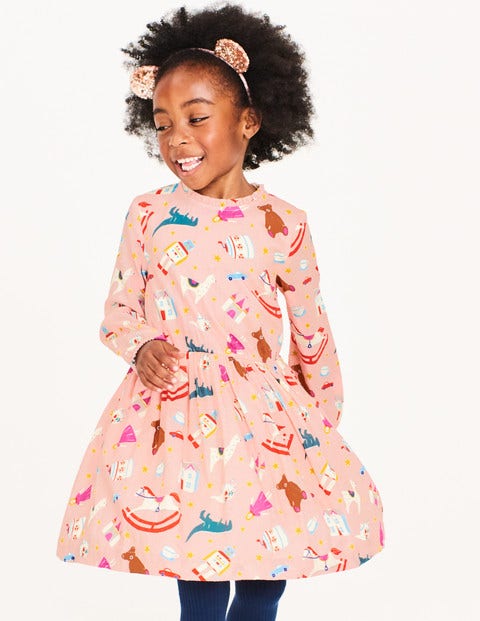 Printed Frill Neck Dress - Provence Dusty Pink Toy Box Printed Frill Neck Dress - Provence Dusty Pink Toy Box