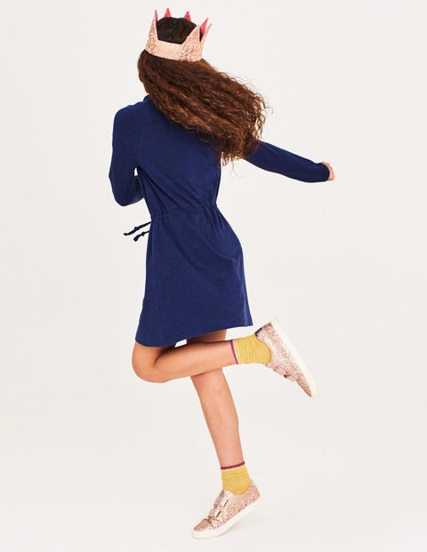 Tie-Waist Jersey Swing Dress - School Navy Tie-Waist Jersey Swing Dress - School Navy