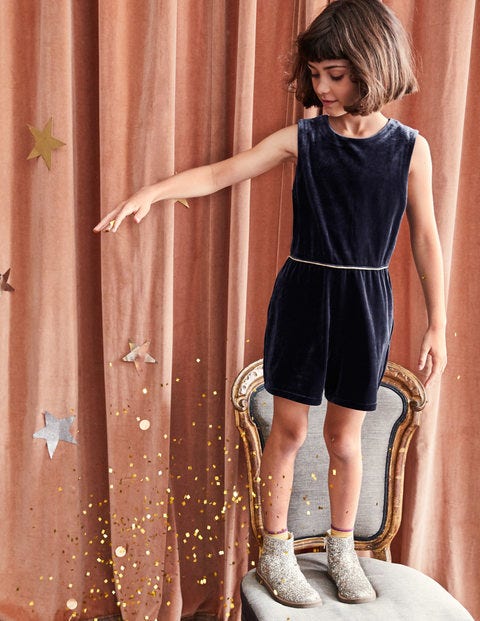 Velvet Playsuit - Whale Grey Velvet Playsuit - Whale Grey