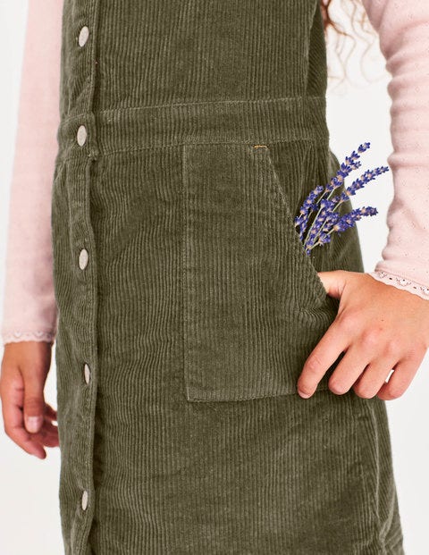 Jumbo Cord Pinafore Dress - Army Green Jumbo Cord Pinafore Dress - Army Green
