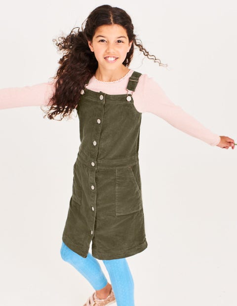 Jumbo Cord Pinafore Dress - Army Green Jumbo Cord Pinafore Dress - Army Green