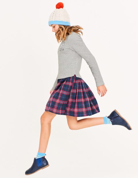Jersey Woven Check Dress - Grey Marl Jersey Woven Check Dress - Grey Marl