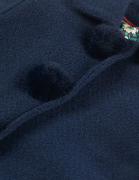 Wonderful Wool Coat - Navy Herringbone Pom-Poms Wonderful Wool Coat - Navy Herringbone Pom-Poms
