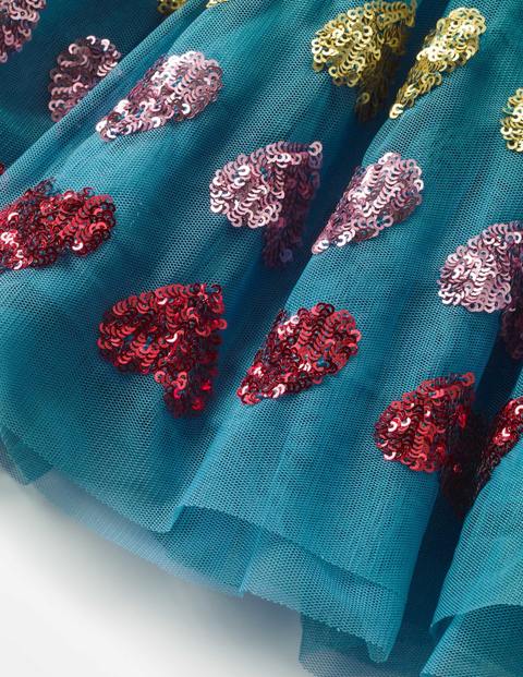 Appliqué Tulle Skirt - Drummer Blue Sequin Hearts Appliqué Tulle Skirt - Drummer Blue Sequin Hearts