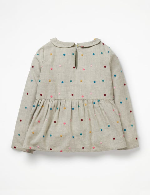 Embroidered Woven Top - Oatmeal Multi Spot Embroidered Woven Top - Oatmeal Multi Spot