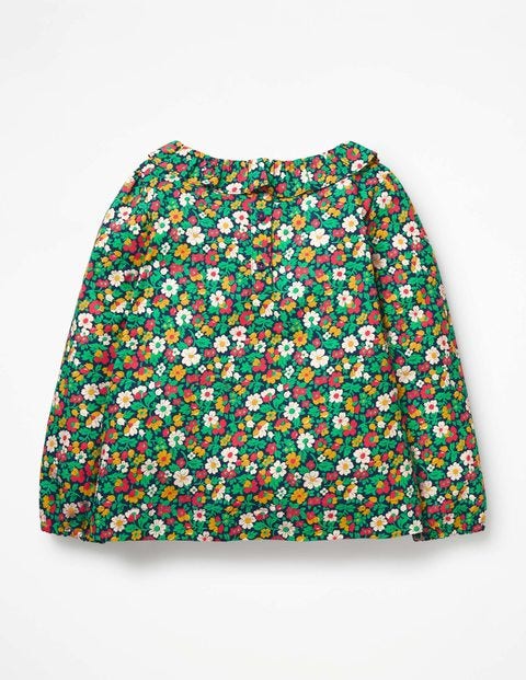 Frill Neck Woven Top - School Navy Vintage Bloom Frill Neck Woven Top - School Navy Vintage Bloom