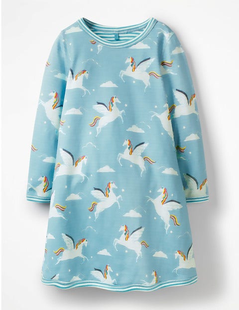Reversible Jersey Dress - Blue Rainbow Unicorns Reversible Jersey Dress - Blue Rainbow Unicorns