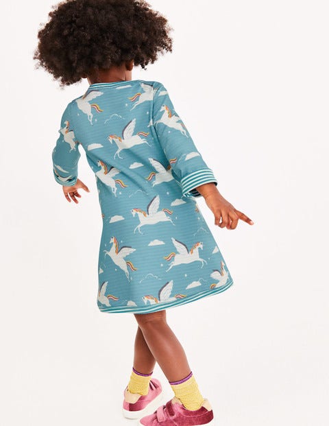 Reversible Jersey Dress - Blue Rainbow Unicorns Reversible Jersey Dress - Blue Rainbow Unicorns