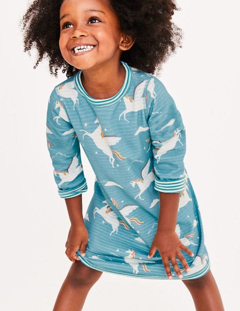 Reversible Jersey Dress - Blue Rainbow Unicorns Reversible Jersey Dress - Blue Rainbow Unicorns