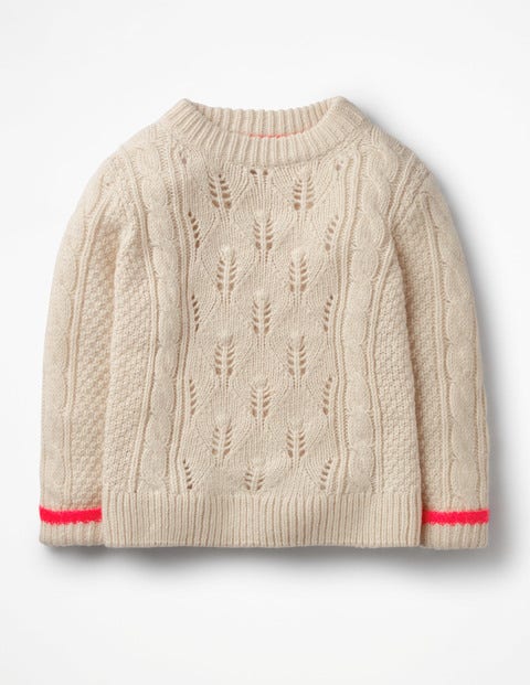 Textured Cable Knit Jumper - Ecru Marl Textured Cable Knit Jumper - Ecru Marl