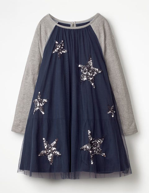 Sparkle Overlay Jersey Dress - School Navy Sparkle Overlay Jersey Dress - School Navy