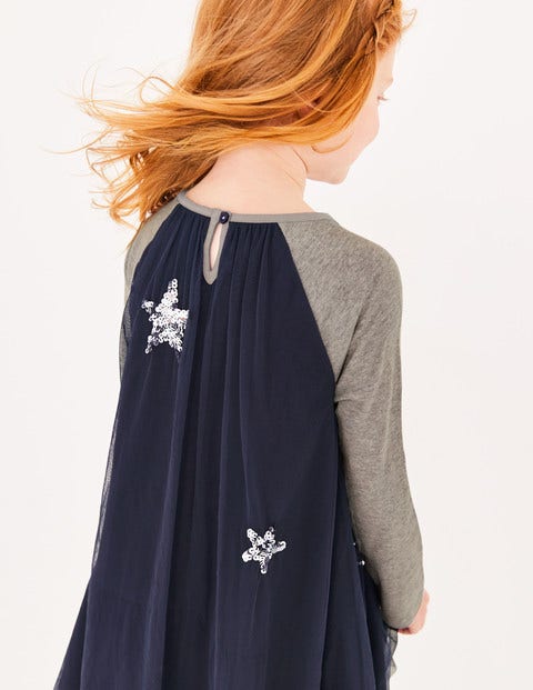 Sparkle Overlay Jersey Dress - School Navy Sparkle Overlay Jersey Dress - School Navy