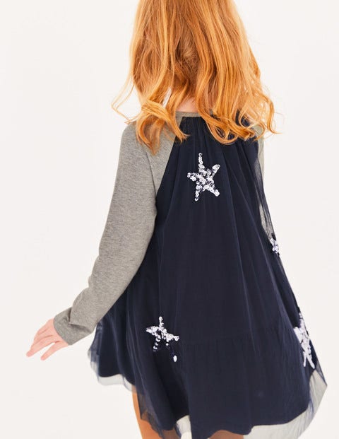 Sparkle Overlay Jersey Dress - School Navy Sparkle Overlay Jersey Dress - School Navy