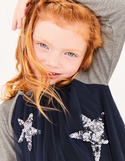 Sparkle Overlay Jersey Dress - School Navy Sparkle Overlay Jersey Dress - School Navy