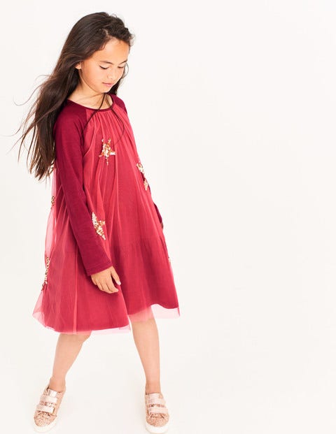Sparkle Overlay Jersey Dress - Rosette Pink Sparkle Overlay Jersey Dress - Rosette Pink