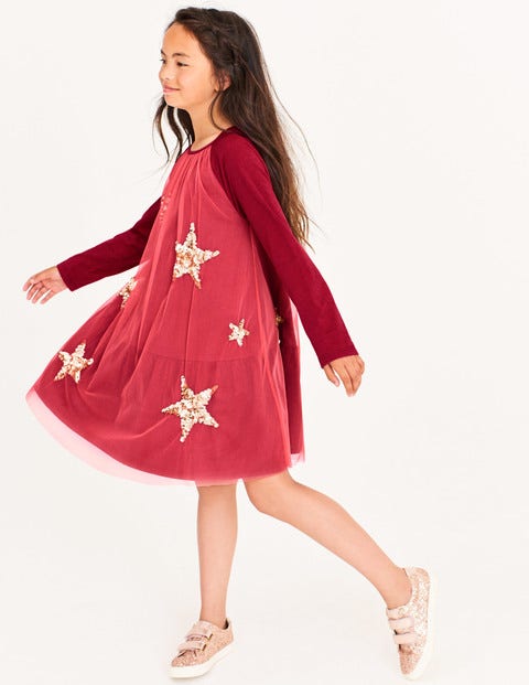 Sparkle Overlay Jersey Dress - Rosette Pink Sparkle Overlay Jersey Dress - Rosette Pink