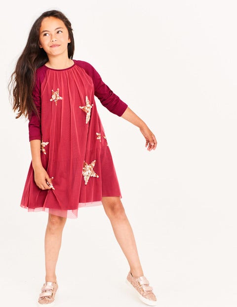 Sparkle Overlay Jersey Dress - Rosette Pink Sparkle Overlay Jersey Dress - Rosette Pink