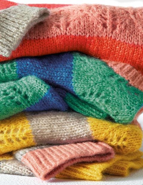 Textured Stripy Sweater - Jungle Green/Cobalt Blue Textured Stripy Sweater - Jungle Green/Cobalt Blue