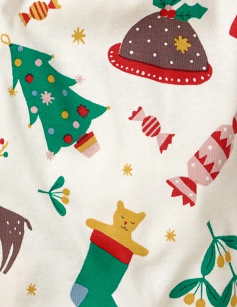 Pyjama Long Cosy - Motif Festive Fun ivoire Pyjama Long Cosy - Motif Festive Fun ivoire