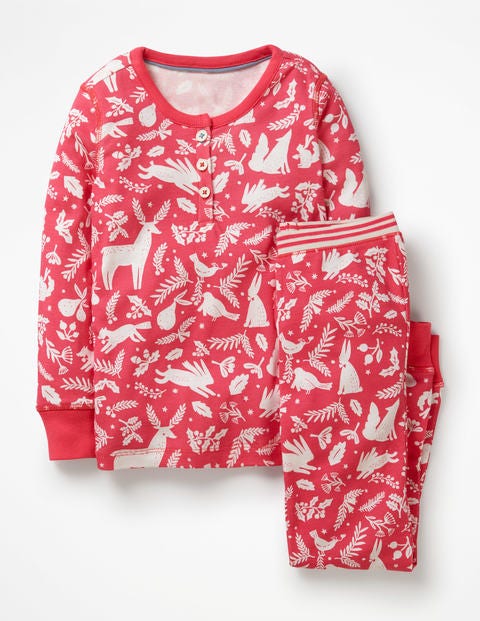 Henley Pajama Set - Pink Berry Woodblock Henley Pajama Set - Pink Berry Woodblock