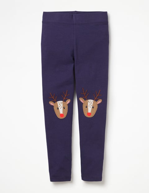 Leggings Mit Applikation - Berliner Blau, Rentiere Leggings Mit Applikation - Berliner Blau, Rentiere