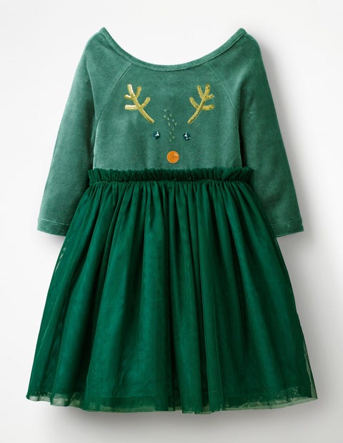 Velvet Novelty Dress - Drake Green Reindeer Velvet Novelty Dress - Drake Green Reindeer