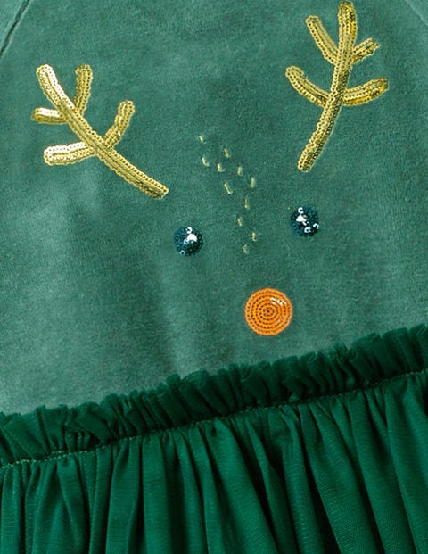 Velvet Novelty Dress - Drake Green Reindeer Velvet Novelty Dress - Drake Green Reindeer