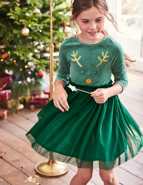 Velvet Novelty Dress - Drake Green Reindeer Velvet Novelty Dress - Drake Green Reindeer