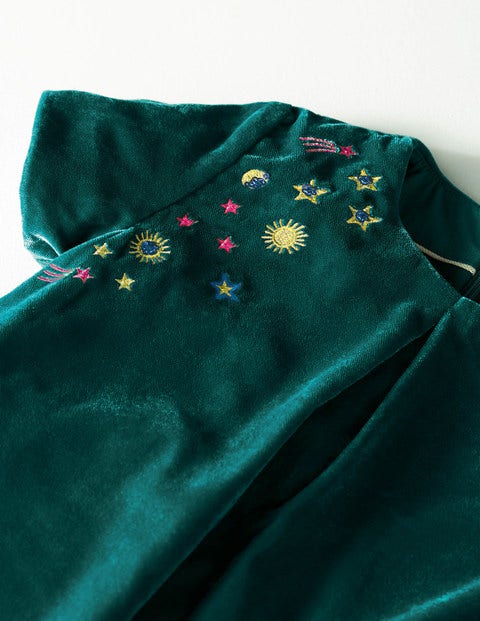 Velvet Space Embroidered Dress - Drake Green Velvet Space Embroidered Dress - Drake Green