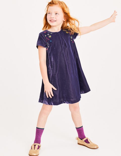 Velvet Space Embroidered Dress - Winter Purple Velvet Space Embroidered Dress - Winter Purple