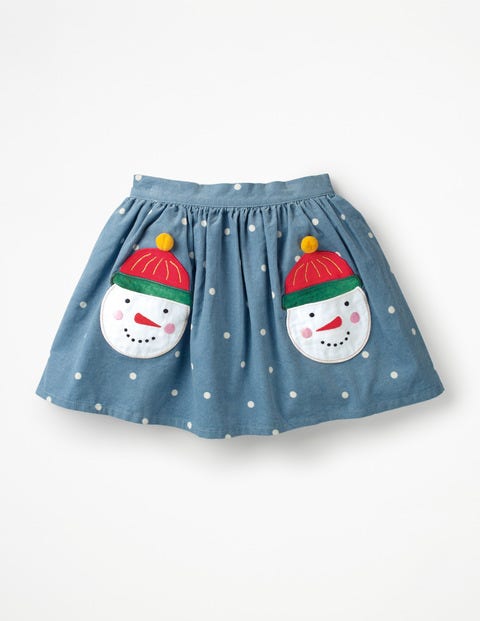 Fun Pocket Skirt - Boathouse Blue Jolly Snowmen Fun Pocket Skirt - Boathouse Blue Jolly Snowmen