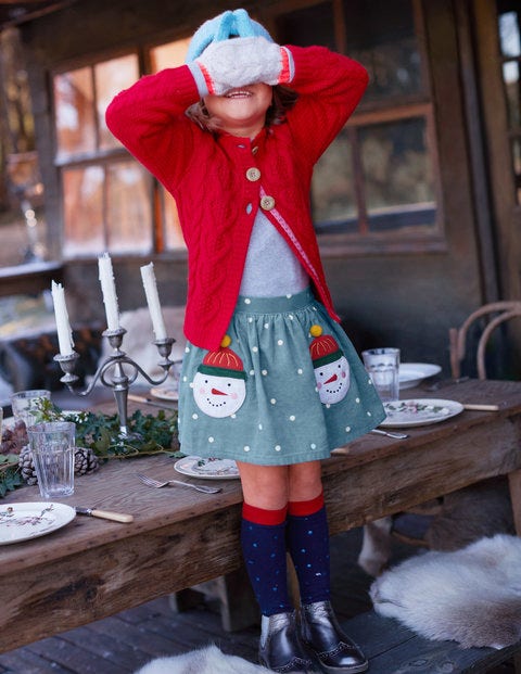 Fun Pocket Skirt - Boathouse Blue Jolly Snowmen Fun Pocket Skirt - Boathouse Blue Jolly Snowmen