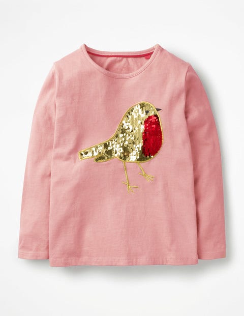 Colour-Change Festive T-Shirt - Vintage Pink Robin Colour-Change Festive T-Shirt - Vintage Pink Robin